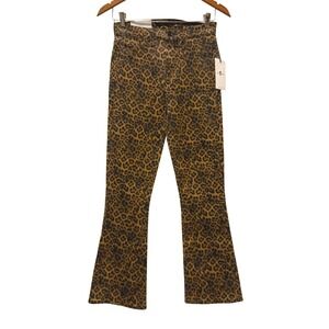7 For All Mankind Womens Leopard Print High Waist Slim Kick Jeans Size 26‎ NWT